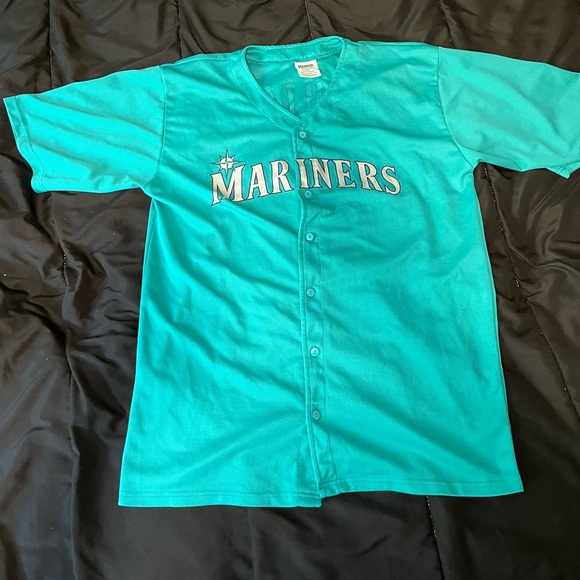 Y2K Seattle Mariners Ichiro Suzuki Teal XL button up Jersey GIVEAWAY - Picture 6 of 11